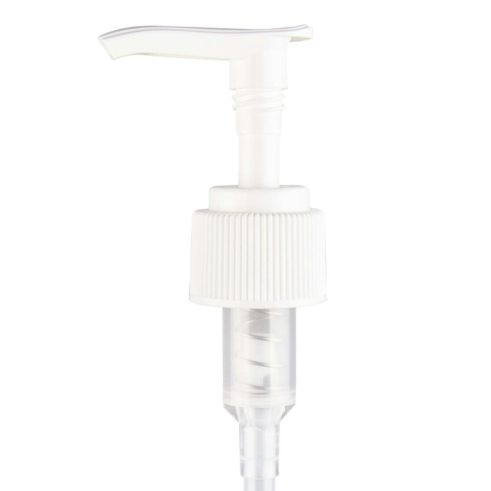 24/410 White Ribbed Lotion Pump with 8-3/4" Dip Tube