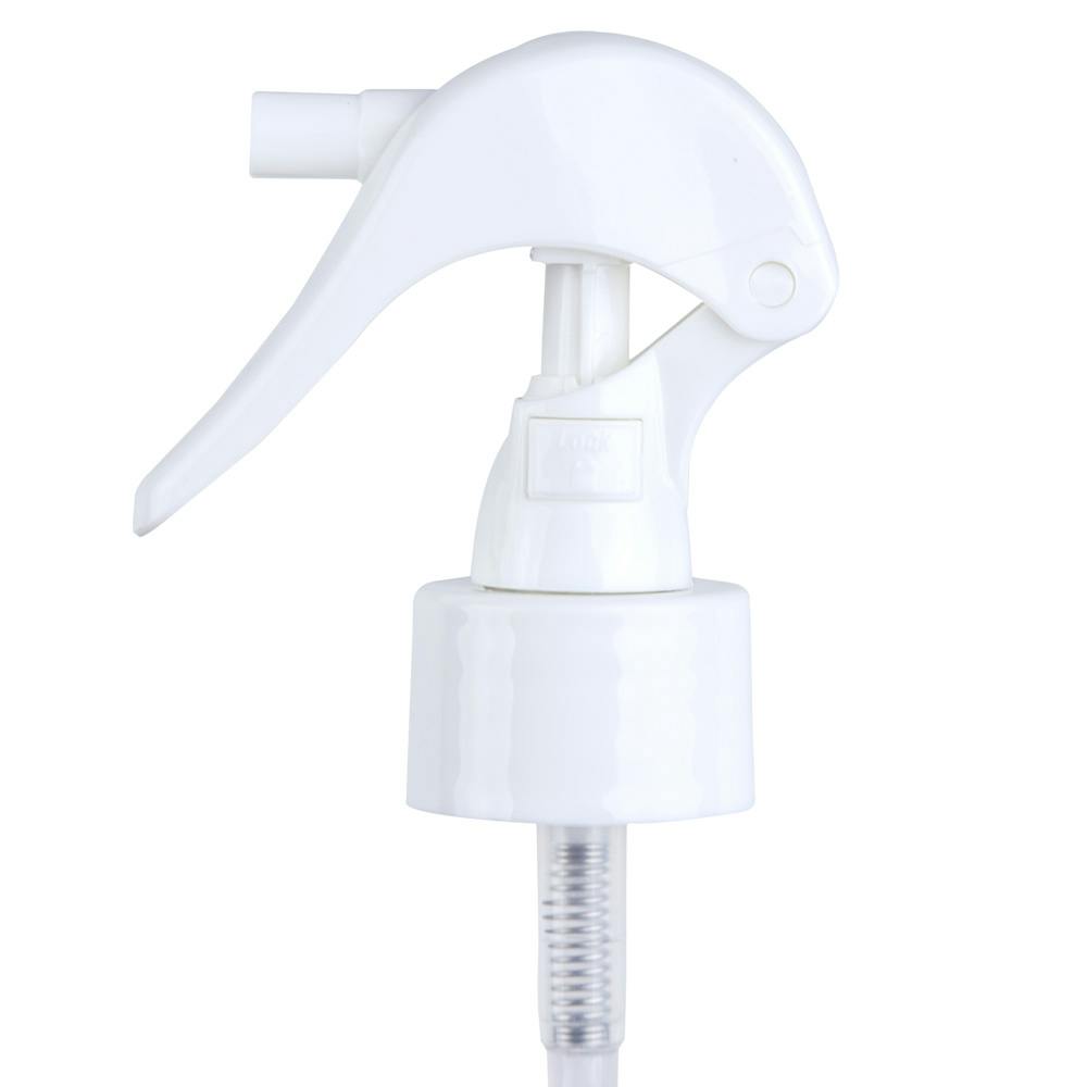 24/410 White Polypropylene Mini Trigger Sprayer with Lock Button & 6-3/4" PE Dip Tube (Bottle Sold Separately)