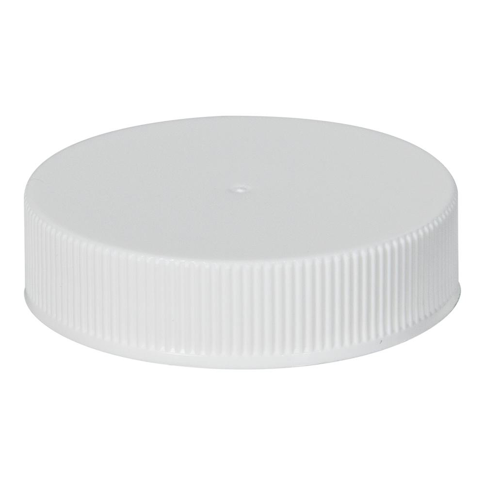 43/400 White Polypropylene Unlined Ribbed Cap