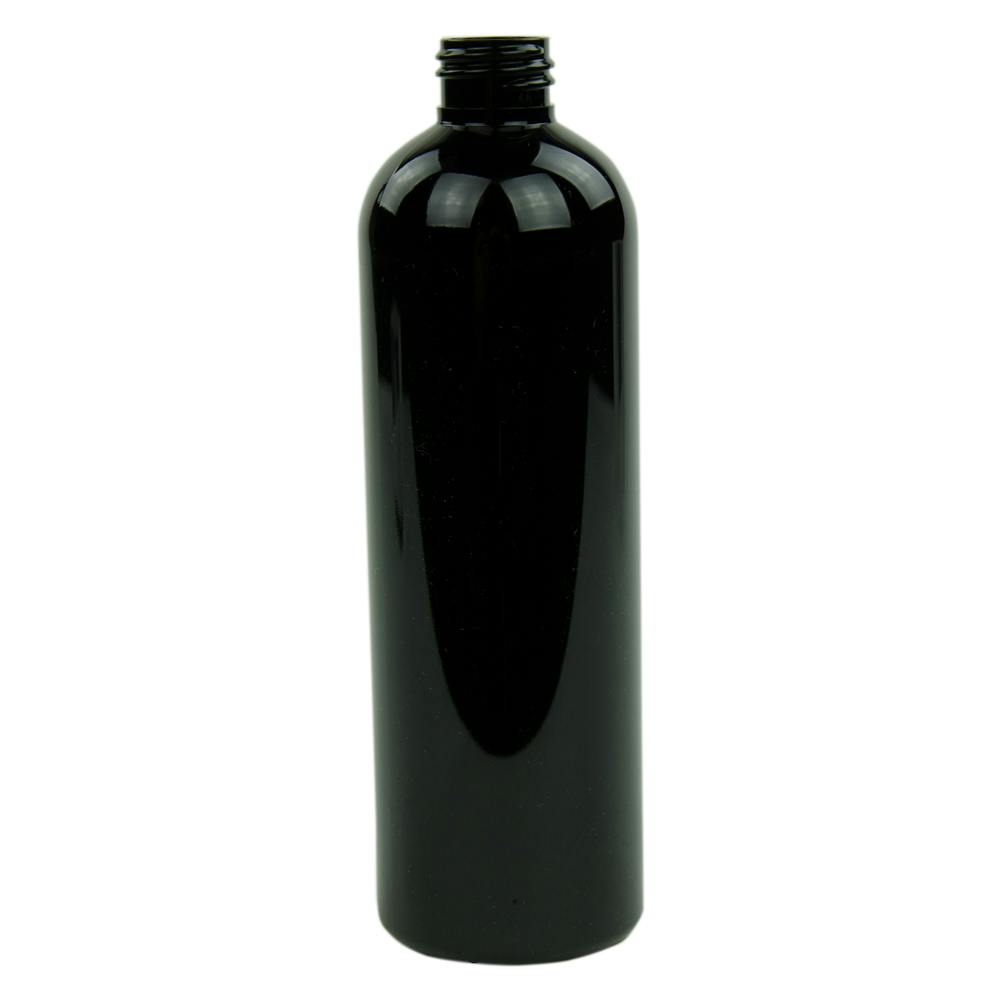16 oz. Black PET Cosmo Round Bottle with 24/410 Neck (Cap Sold Separately)