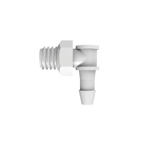 3/32" Tube ID x 10-32 UNF Thread Natural Kynar® Elbow