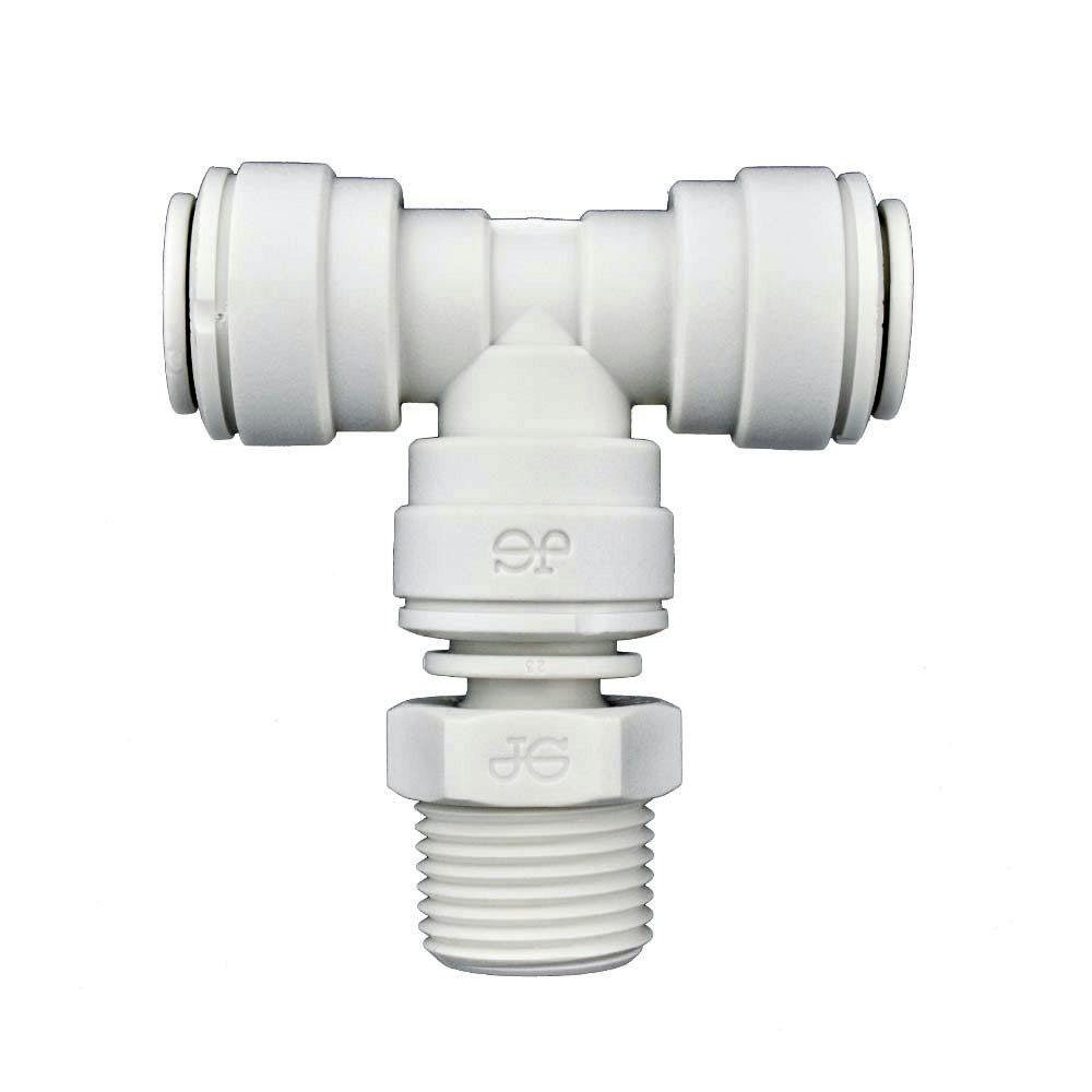 1/4" Tube OD x 1/4" Tube OD x 1/8" MNPT Swivel Branch White Polypropylene Tee
