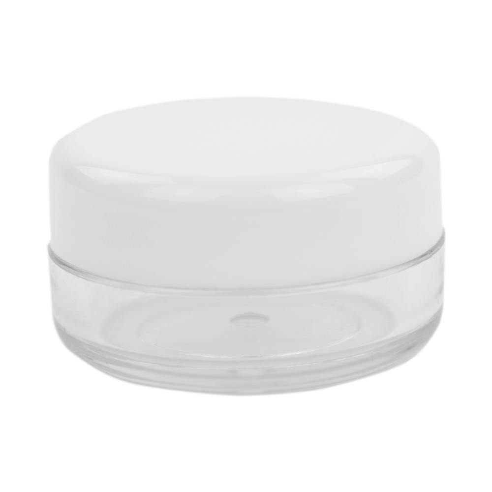 10mL Clear Acrylic San (AS) Round Jar with White Lid