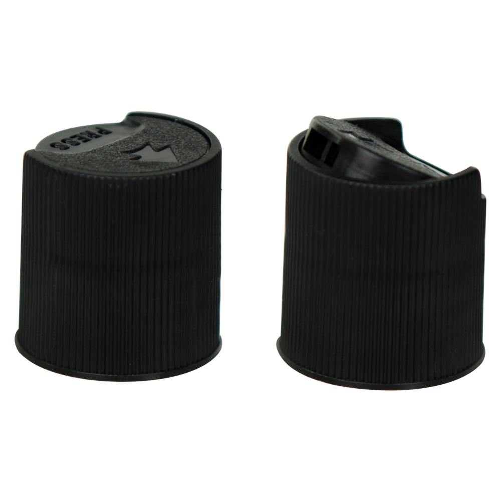 24/410 Black Polypropylene Ribbed Disc-Top Dispensing Cap with 0.312" Orifice