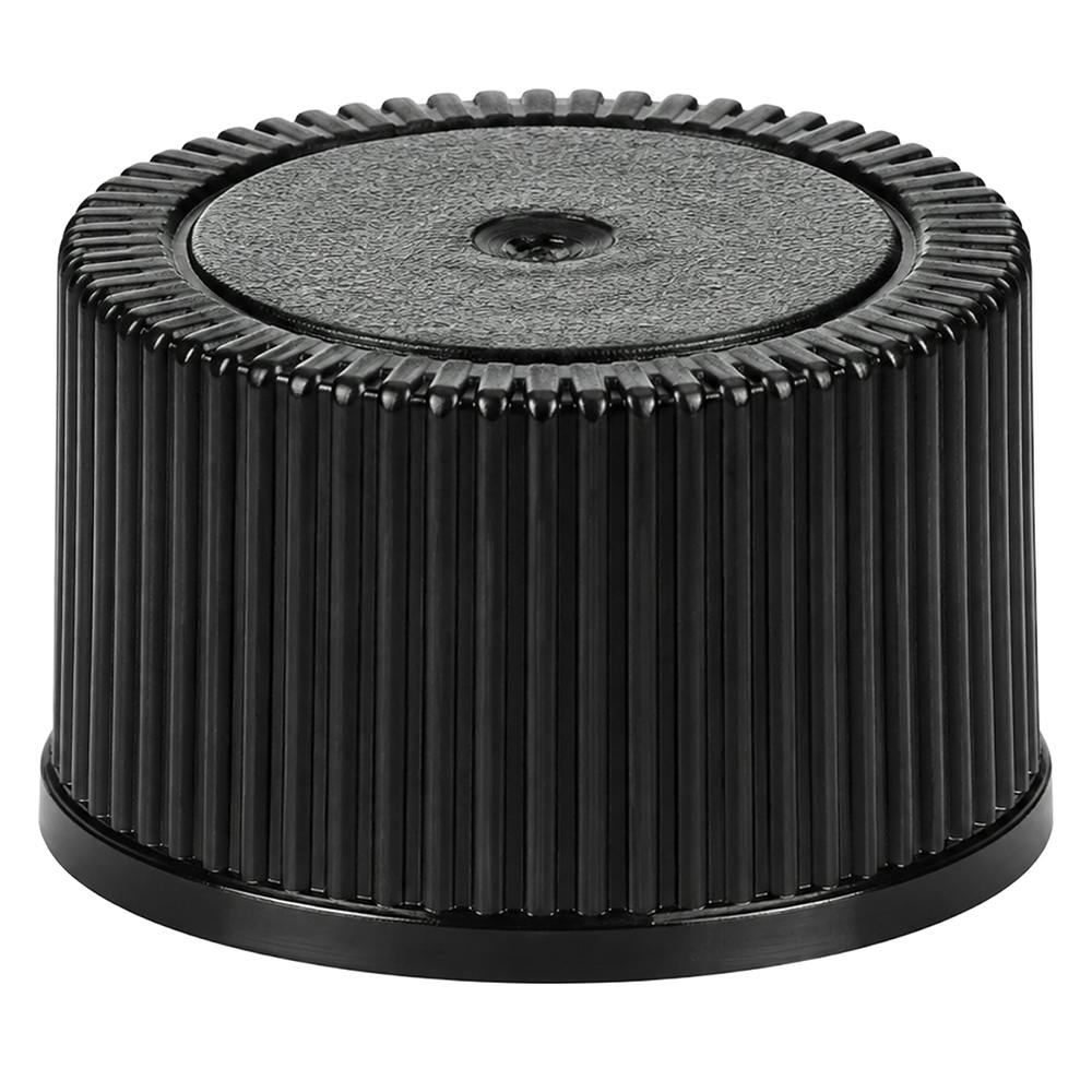 24/414 Black Polypropylene Unlined Ribbed Cap