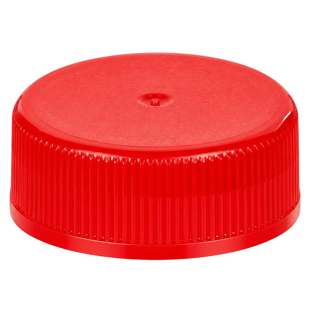 28/400 Red Polypropylene Unlined Ribbed Cap