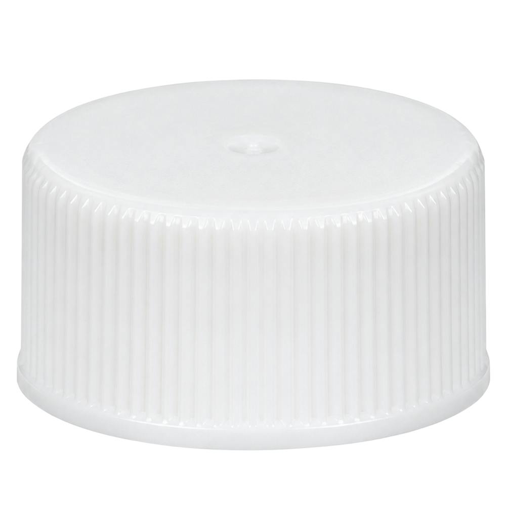 24/414 White Polypropylene Unlined Ribbed Cap