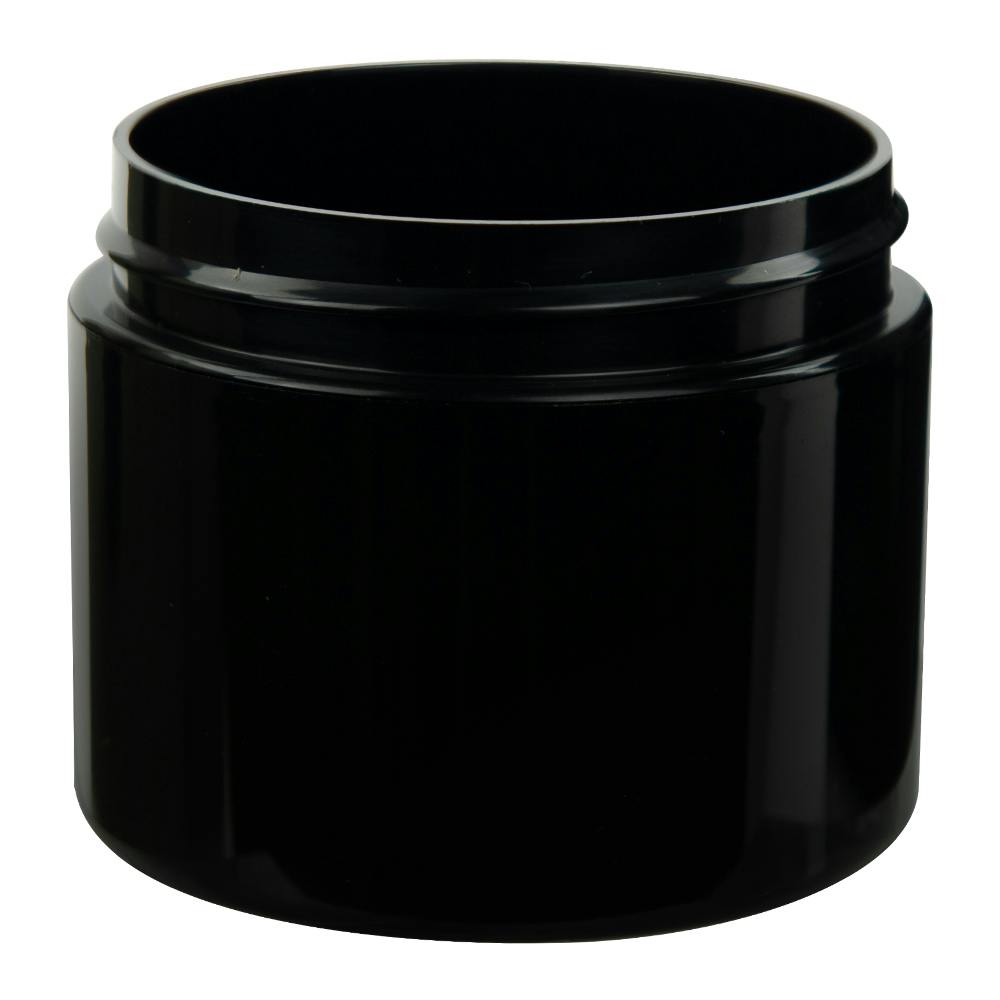 2 oz. Black Polypropylene Straight-Sided Double-Walled Round Jar with 58/400 Neck (Cap Sold Separately)