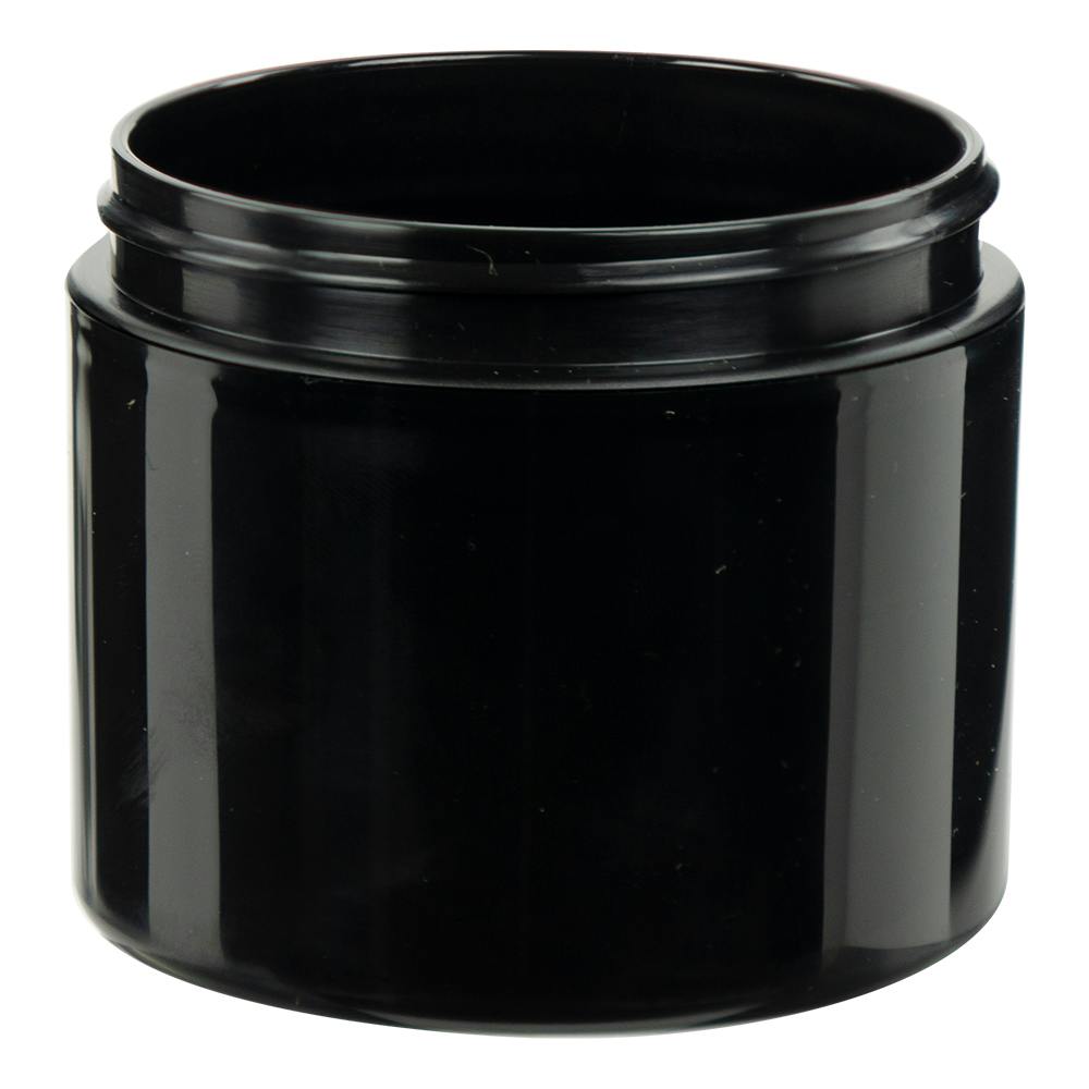 4 oz. Black Polypropylene Straight-Sided Double-Walled Round Jar with 70/400 Neck (Cap Sold Separately)