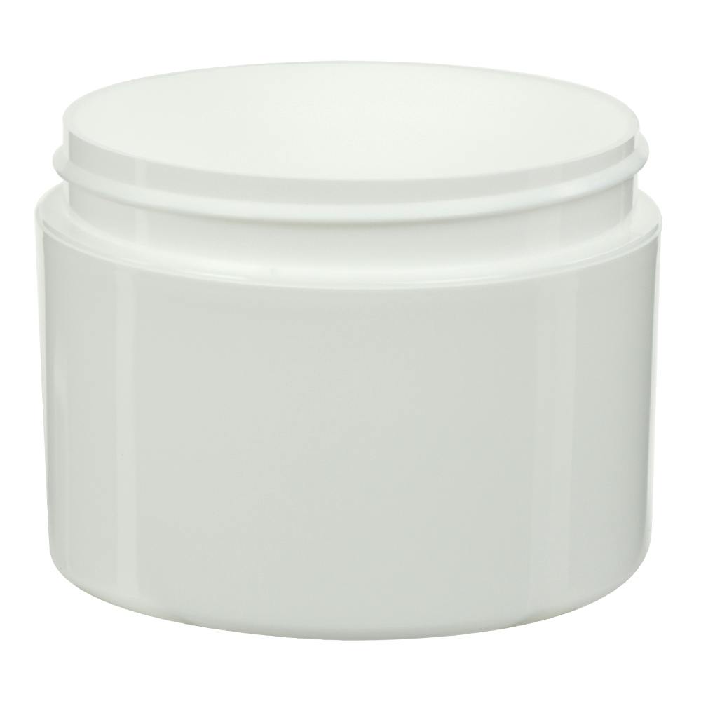 8 oz. White Polypropylene Straight-Sided Double-Walled Round Jar with 89/400 Neck (Cap Sold Separately)