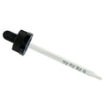 22/400 Ribbed Black Plastic Child-Resistant Cap (CRC) Dropper Cap with Black Rubber Bulb & 109mm L Straight Tip Glass Pipette with mL Measurements