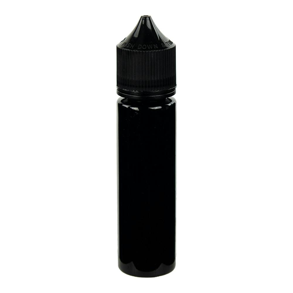 60mL Black PET Unicorn Bottle with Black Polypropylene Child-Resistant Cap (CRC) & Tamper-Evident (TE) Cap