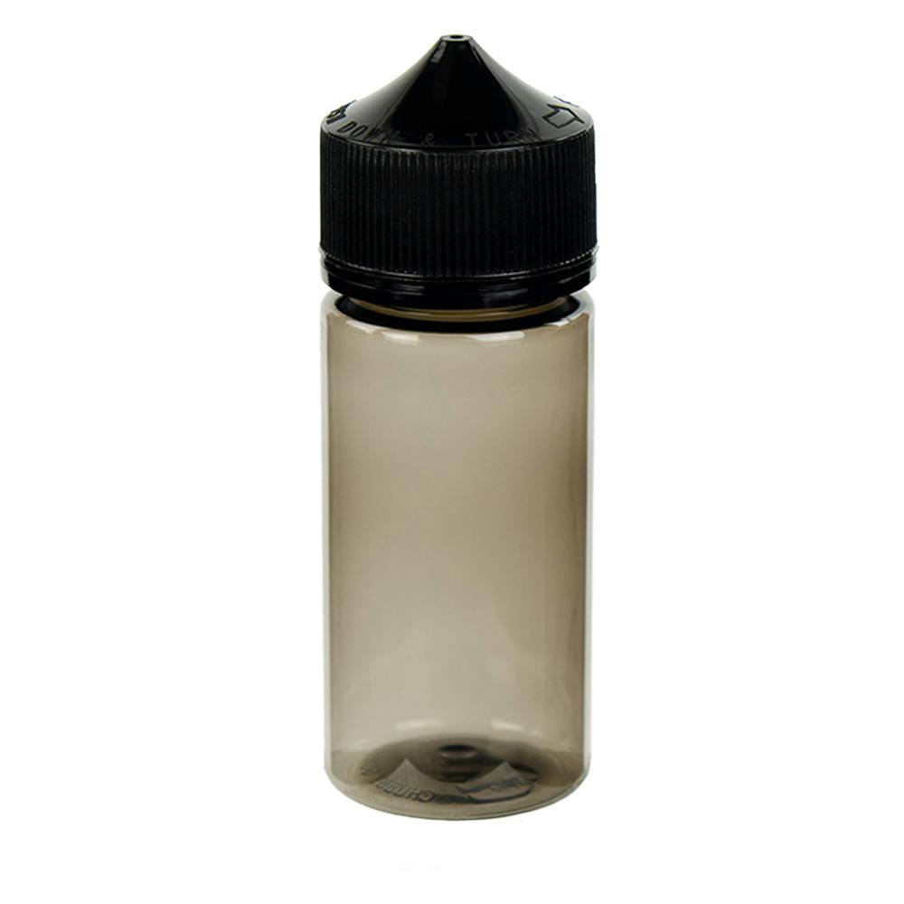 100mL Black PET Unicorn Bottle with Black Polypropylene Child-Resistant Cap (CRC) & Tamper-Evident (TE) Cap