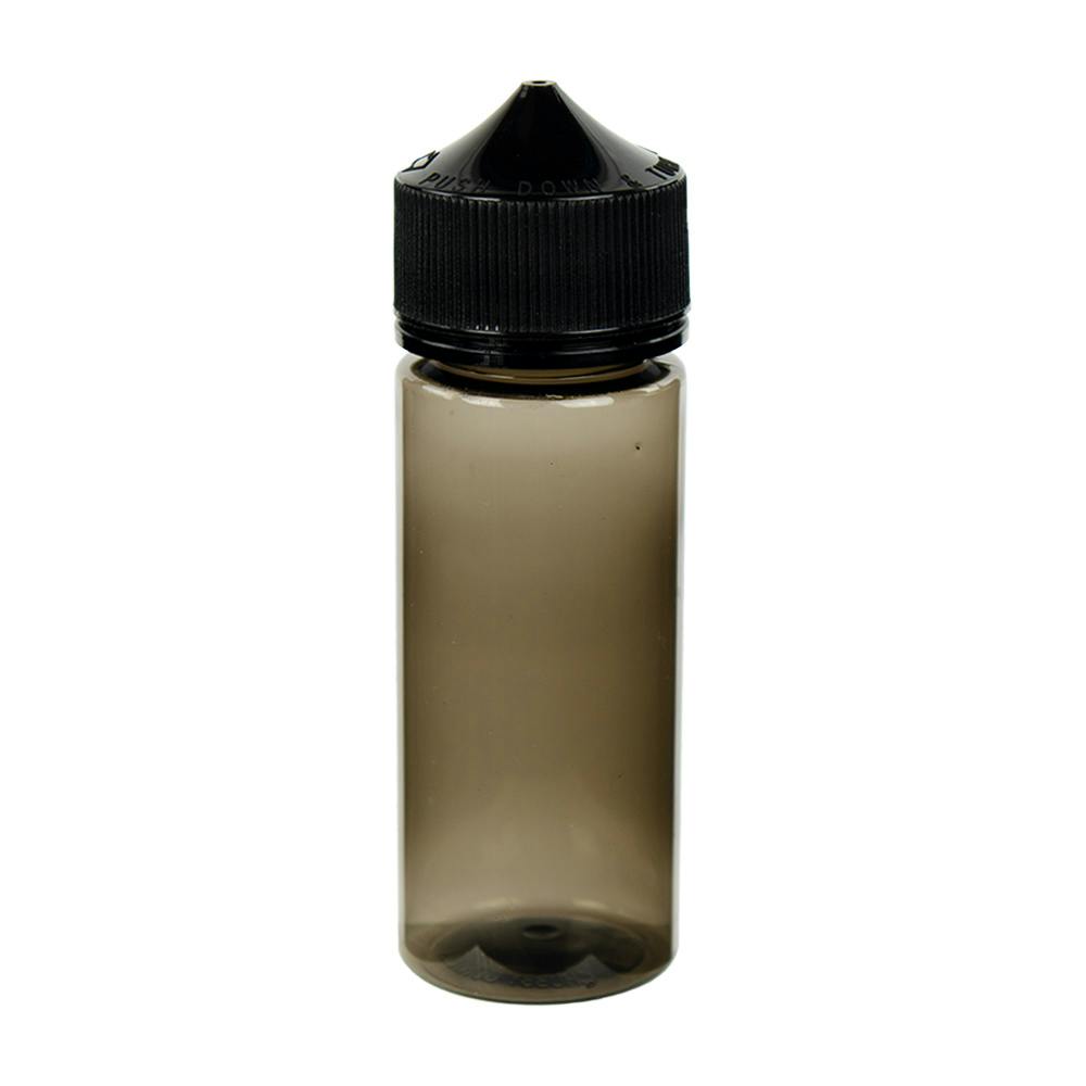 120mL Black PET Unicorn Bottle with Black Polypropylene Child-Resistant Cap (CRC) & Tamper-Evident (TE) Cap
