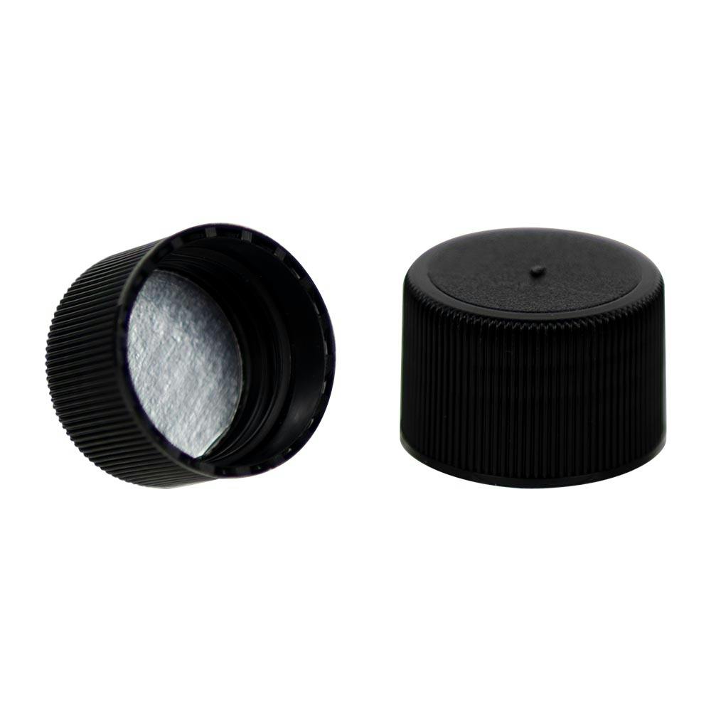 24/410 Black Cap with Foil Induction Seal for PET & PVC Containers