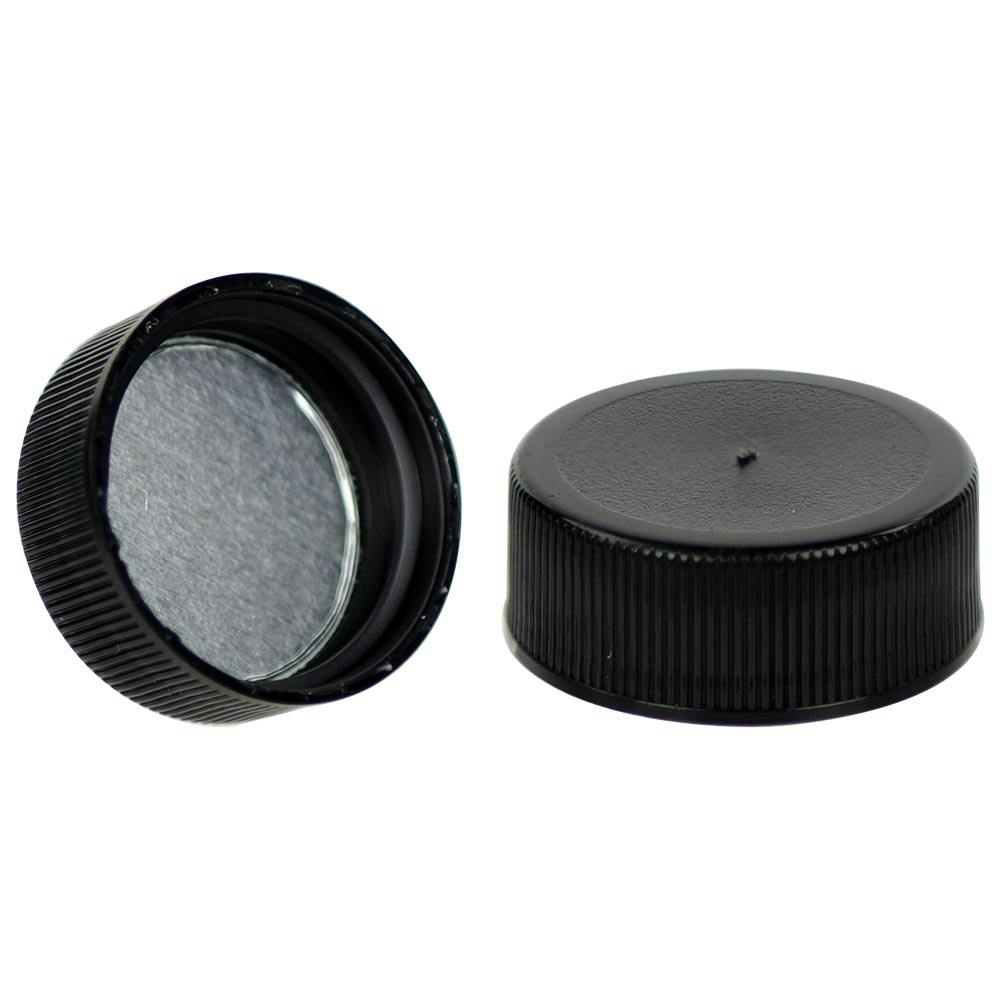 28/400 Black Cap with Foil Induction Seal for PET & PVC Containers