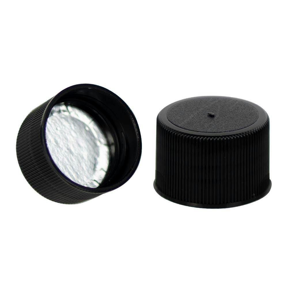 28/410 Black Cap with Foil Induction Seal for PET & PVC Containers