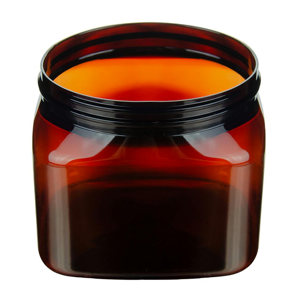 16 oz. Light Amber PET Firenze Square Jar with 89/400 Neck (Cap Sold Separately)