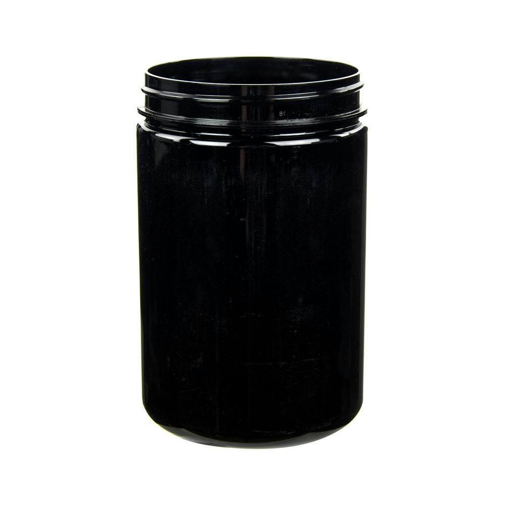 25 oz. Black PET Straight-Sided Round Jar with 89/400 Neck (Cap Sold Separately)
