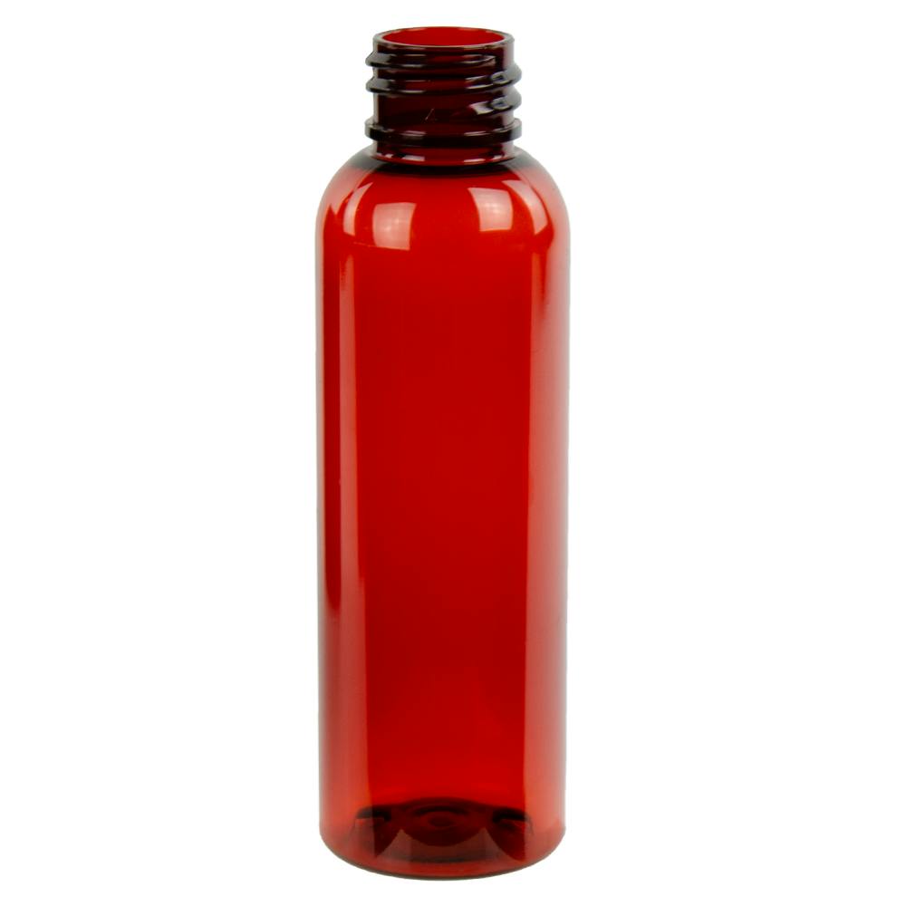 2 oz. Red Amber PET Cosmo Round Bottle with 20/410 Neck (Cap Sold Separately)