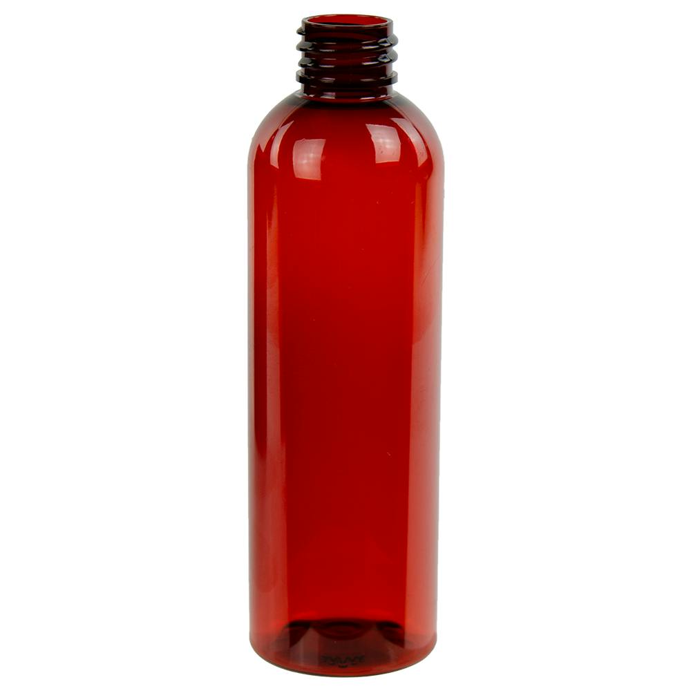 4 oz. Red Amber PET Cosmo Round Bottle with 20/410 Neck (Cap Sold Separately)