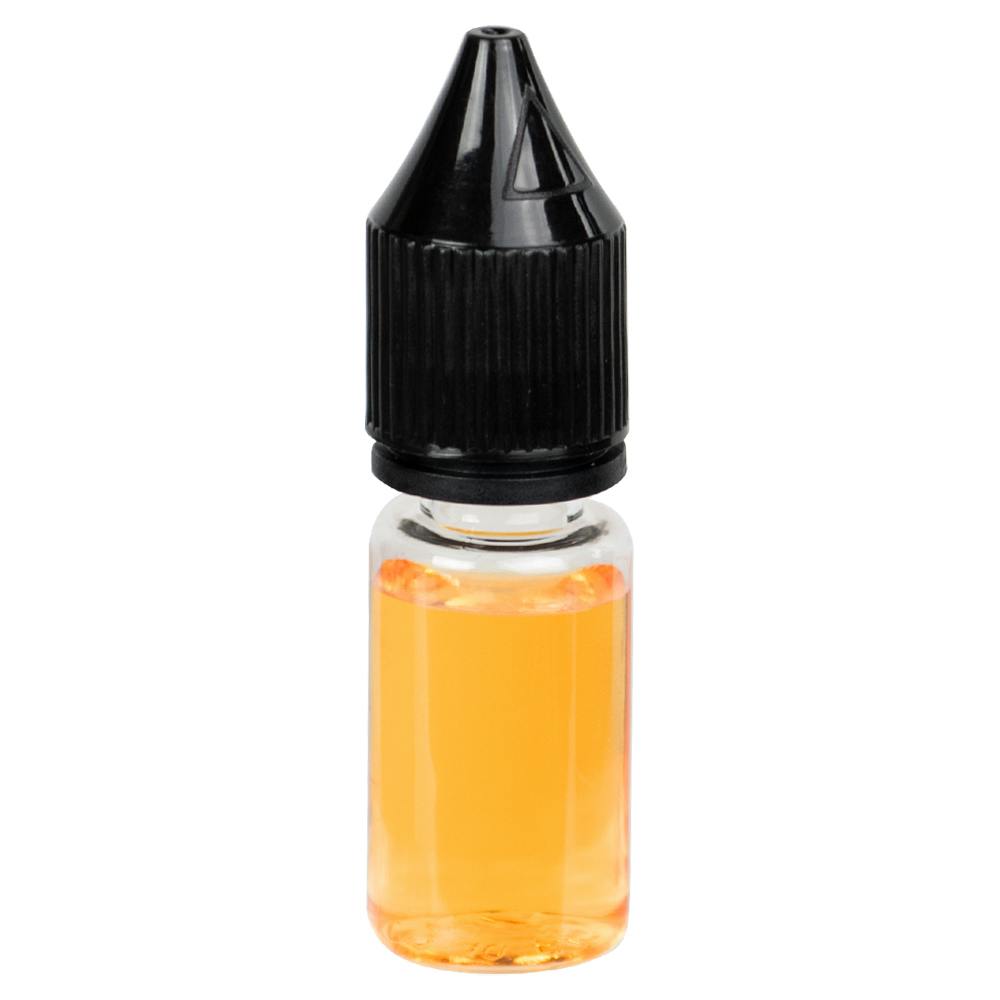 10mL Clear PET Unicorn Bottle with Black Polypropylene Child-Resistant Cap (CRC) & Tamper-Evident (TE) Cap