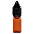 10mL Amber PET Unicorn Bottle with Black Polypropylene Child-Resistant Cap (CRC) & Tamper-Evident (TE) Cap