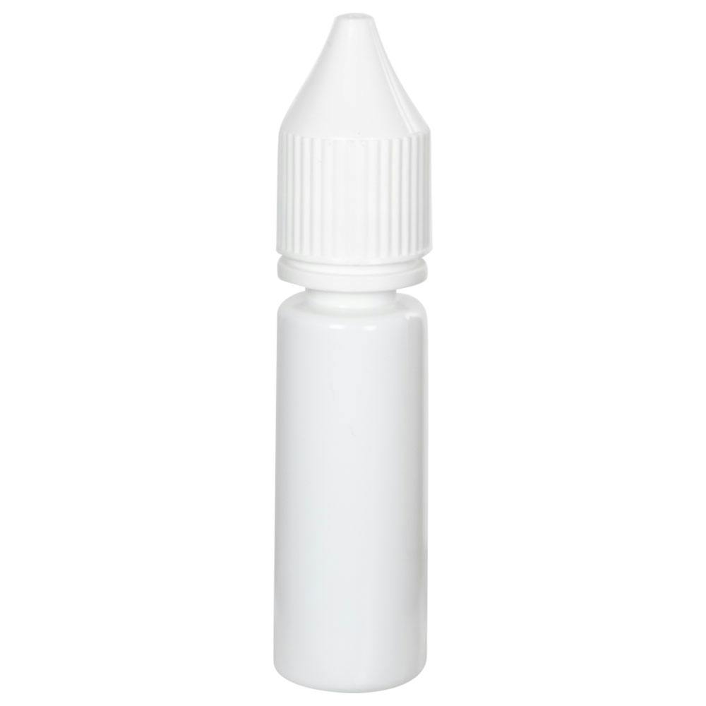16.5mL Opaque White PET Unicorn Bottle with White Polypropylene Child-Resistant Cap (CRC) & Tamper-Evident (TE) Cap