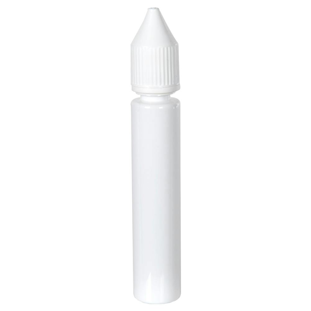 30mL Opaque White PET Unicorn Bottle with White Polypropylene Child-Resistant Cap (CRC) & Tamper-Evident (TE) Cap