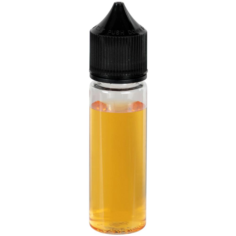50mL Clear PET Unicorn Bottle with Black Polypropylene Child-Resistant Cap (CRC) & Tamper-Evident (TE) Cap