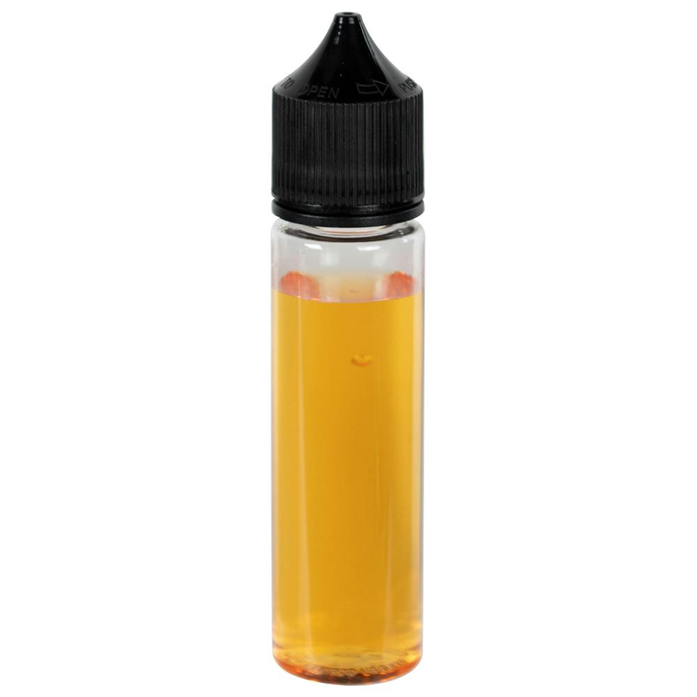 60mL Clear PET Unicorn Bottle with Black Polypropylene Child-Resistant Cap (CRC) & Tamper-Evident (TE) Cap