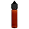60mL Transparent Amber PET Unicorn Bottle with Black Polypropylene Child-Resistant Cap (CRC) & Tamper-Evident (TE) Cap