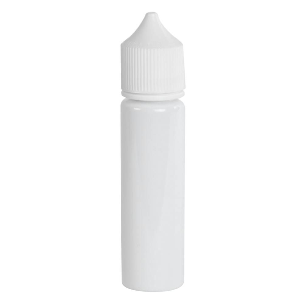 60mL Opaque White PET Unicorn Bottle with White Polypropylene Child-Resistant Cap (CRC) & Tamper-Evident (TE) Cap