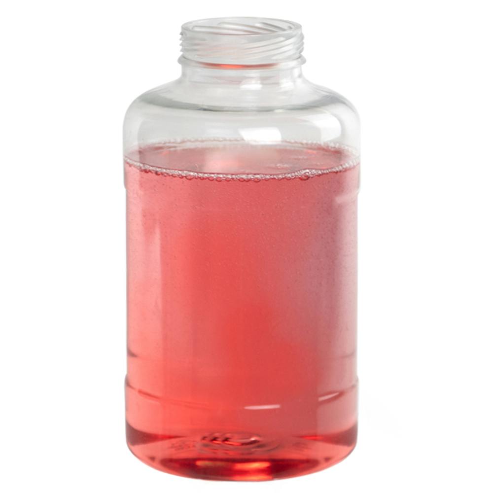12 oz. Clear PET Boston Round Bottle with 38 ISS Neck & Label Panel (Cap Sold Separately)