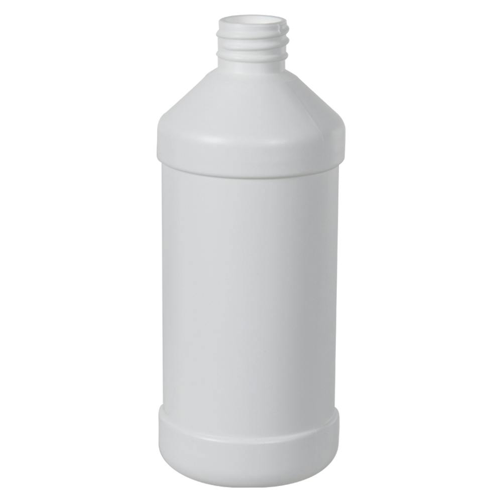 16 oz. White HDPE Modern Round Bottle with 28/410 Neck (Cap Sold Separately)