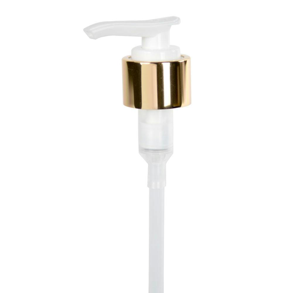 24/410 Gold/White Smooth Lotion Pump with 8-3/4" Dip Tube