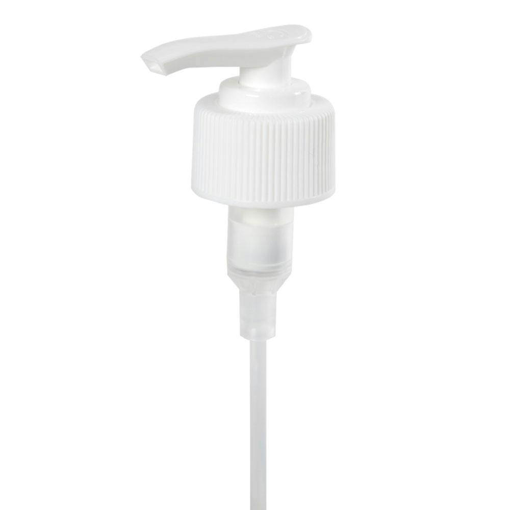 28/410 White Ribbed Lotion Pump with 5-15/16" Dip Tube