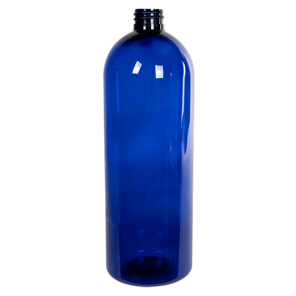 32 oz. Cobalt Blue PET Cosmo Round Bottle with 28/410 Neck (Cap Sold Separately)