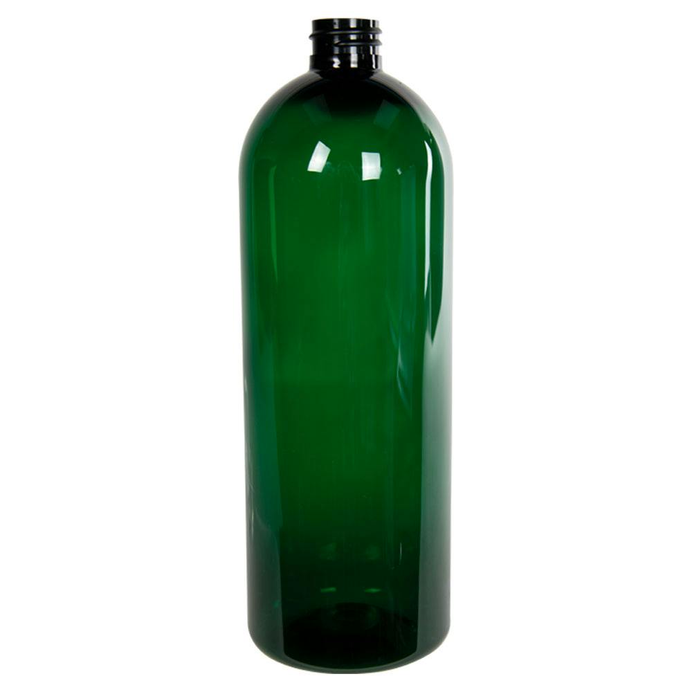 32 oz. Dark Green PET Cosmo Round Bottle with 28/410 Neck (Cap Sold Separately)