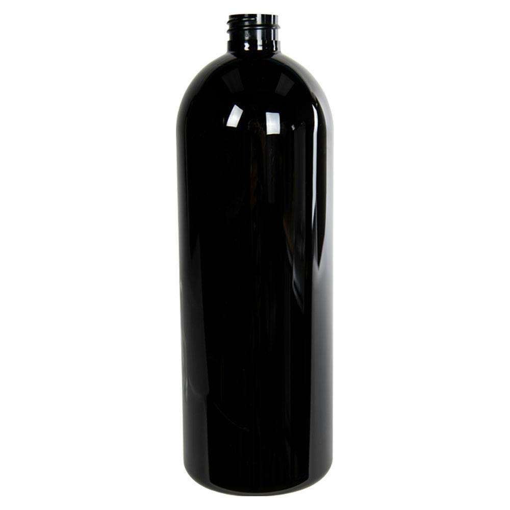 32 oz. Black PET Cosmo Round Bottle with 28/410 Neck (Cap Sold Separately)