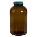 32 oz. Amber Plastic-Coated Glass Bottle with 33/400 Cap with F217 & PTFE Liner