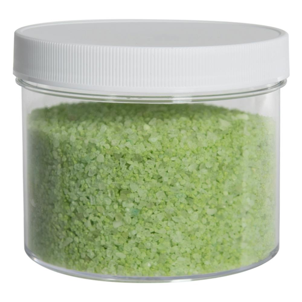 32 oz. Clear Polystyrene Straight-Sided Round Jar with 120/400 White Ribbed Cap with F217 Liner