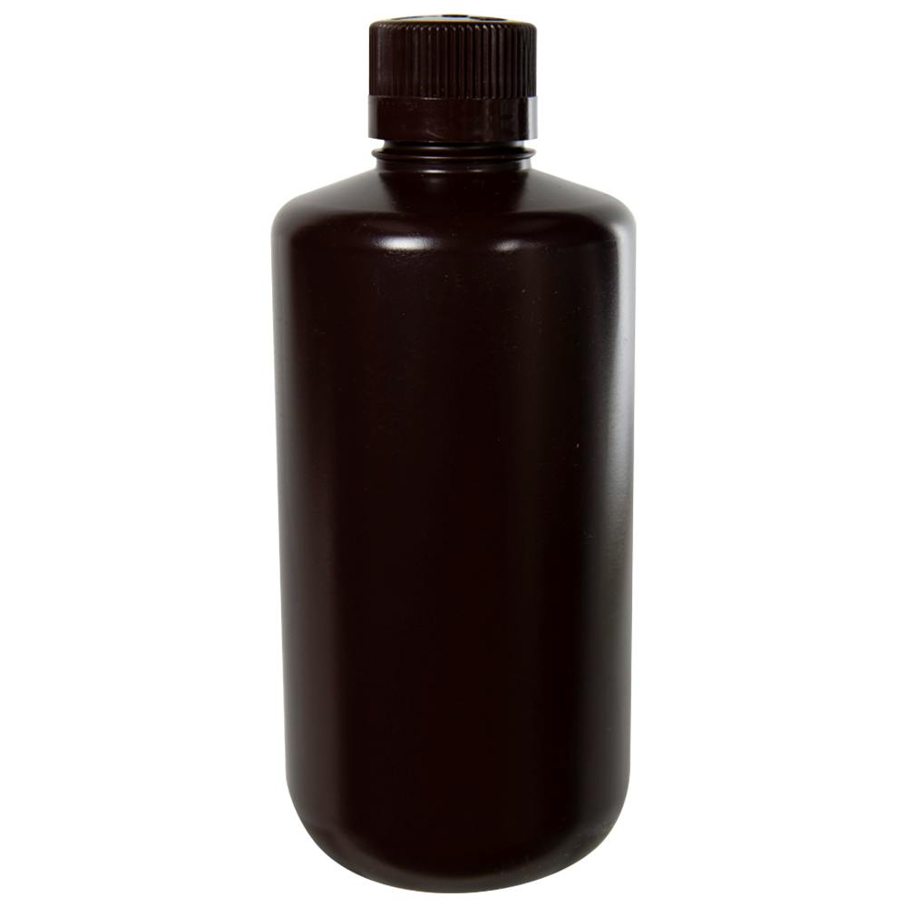 32 oz./1000mL Nalgene™ Amber HDPE Narrow Mouth Economy Bottle with 38mm Cap