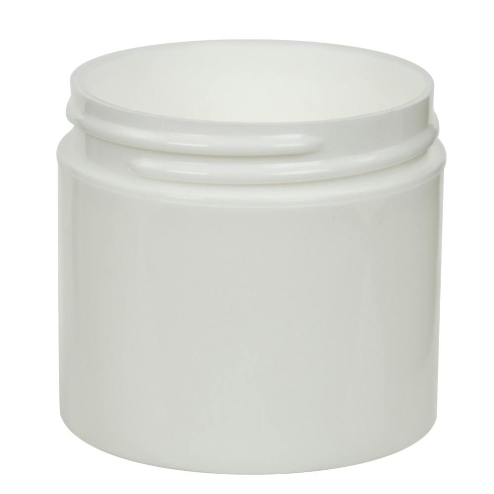 3 oz. White Polypropylene Straight-Sided Thick-Walled Round Jar with 58/400 Neck (Cap Sold Separately)