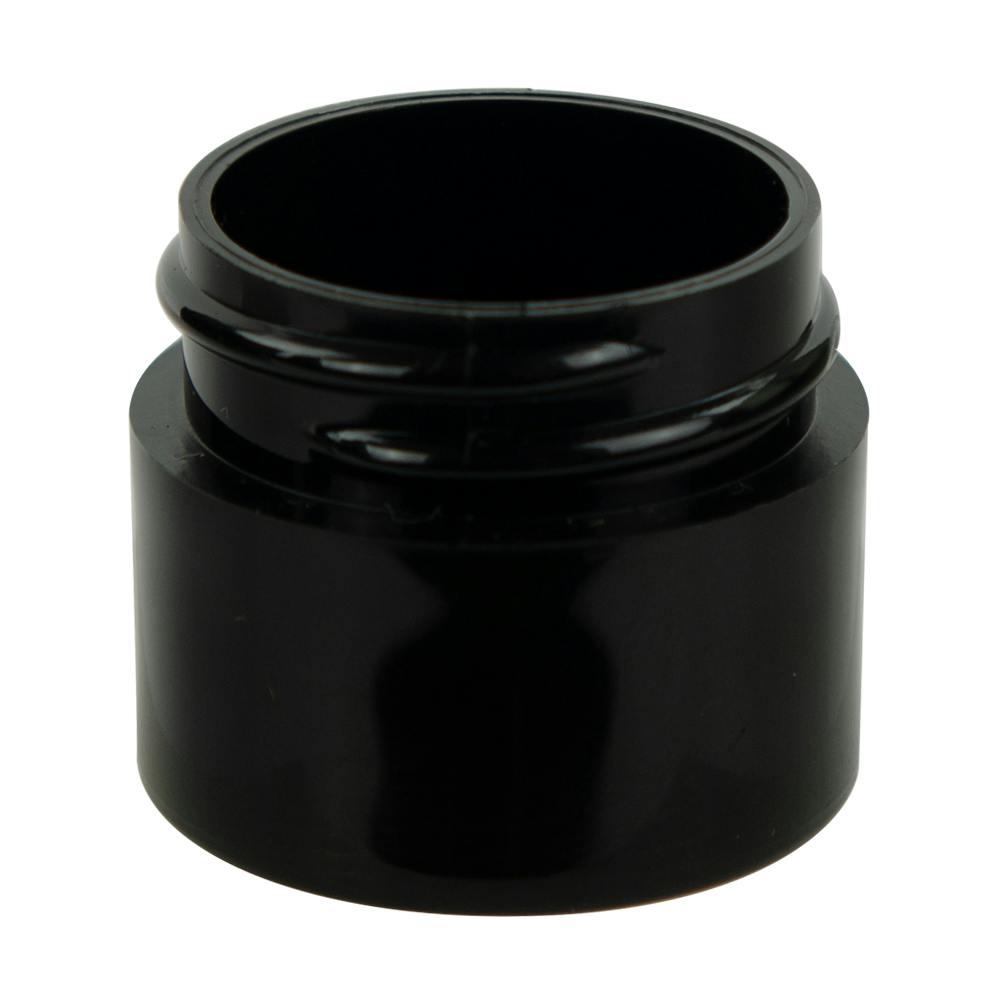 1/4 oz. Black Polypropylene Straight-Sided Thick-Walled Round Jar with 33/400 Neck (Cap Sold Separately)