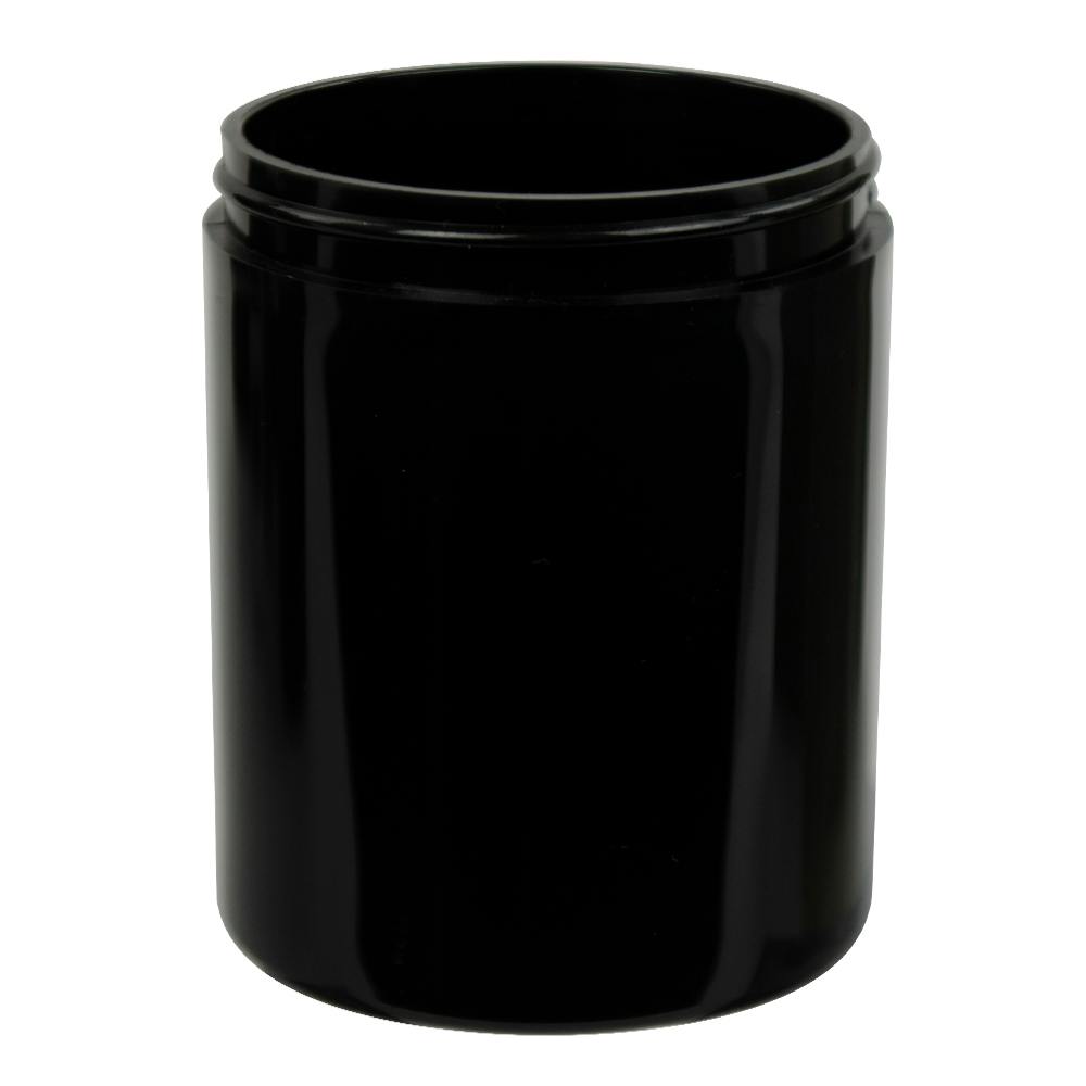 8 oz. Black Polypropylene Straight-Sided Thick-Walled Round Jar with 70/400 Neck (Cap Sold Separately)