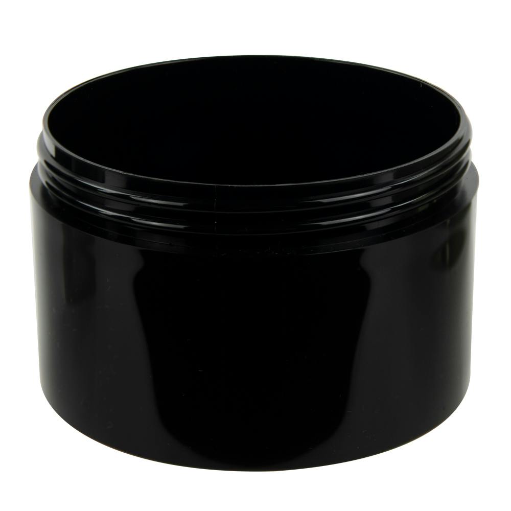 10 oz. Black Polypropylene Straight-Sided Thick-Walled Round Jar with 100/400 Neck (Cap Sold Separately)