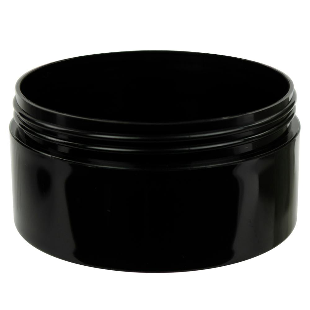 16 oz. Black Polypropylene Straight-Sided Thick-Walled Round Jar with 120/400 Neck (Cap Sold Separately)