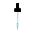 20/400 Ribbed Black Phenolic Dropper Cap with Black Rubber Bulb & 86-88mm L Straight Tip Glass Pipette