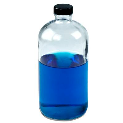32 oz. Clear Boston Round Glass Bottle with 33/400 Polycone-lined Cap - Case of 12